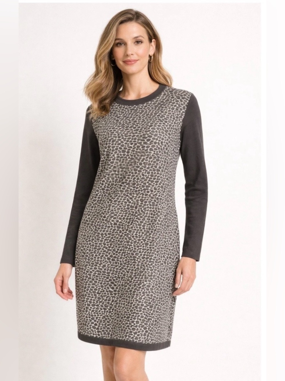 WEEKEND MAX MARA Sand Spotted Print Long-Sleeve Knit Dress